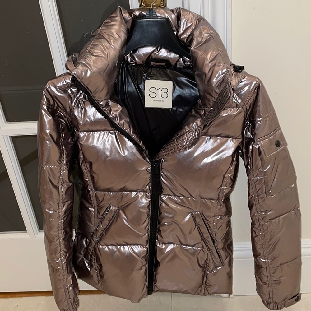 S13 kids metallic puff jacket